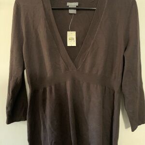 Ann Taylor Chocolate V-Neck Top
